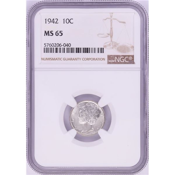 1942 Mercury Dime Coin NGC MS65