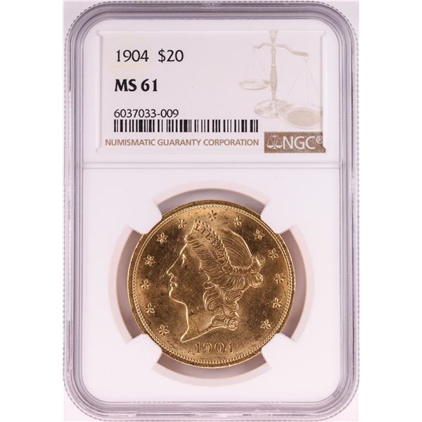 1904 $20 Liberty Head Double Eagle Gold Coin NGC MS61