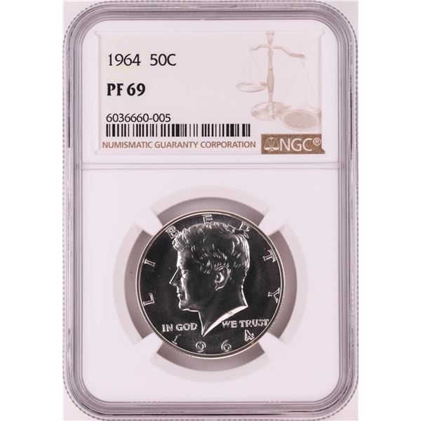 1964 Proof Kennedy Half Dollar Coin NGC PF69