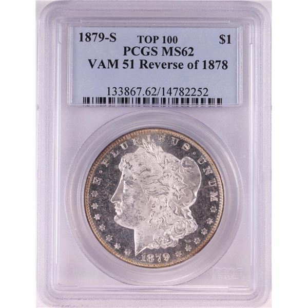 1879-S Reverse of 1878 VAM51 $1 Morgan Silver Dollar Coin PCGS MS62 Top 100