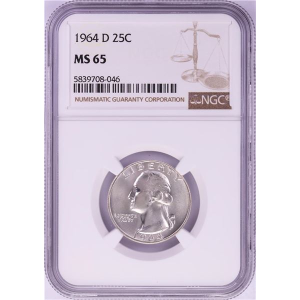 1964-D Washington Quarter Coin NGC MS65