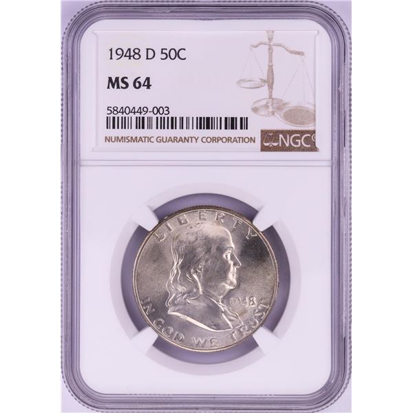 1948-D Franklin Half Dollar Coin NGC MS64