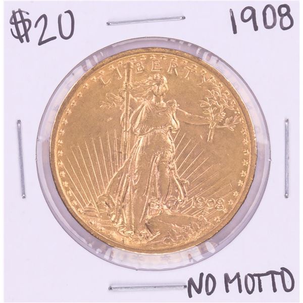 1908 No Motto $20 St Gaudens Double Eagle Gold Coin