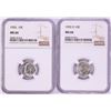 Image 1 : Lot of 1955 & 1955-D Roosevelt Dime Coins NGC MS66