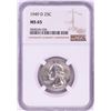 Image 1 : 1949-D Washington Quarter Coin NGC MS65