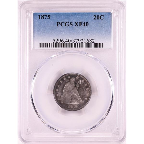 1875 Twenty Cent Piece Coin PCGS XF40
