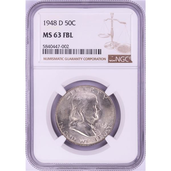 1948-D Franklin Half Dollar Coin NGC MS63FBL