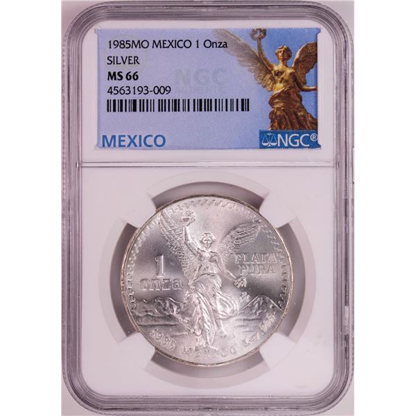 1985Mo Mexico 1 Onza Libertad Silver Coin NGC MS66