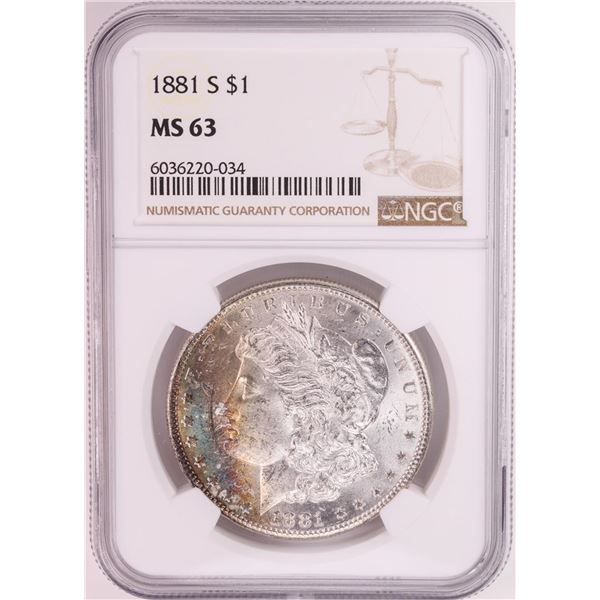 1881-S $1 Morgan Silver Dollar Coin NGC MS63 Nice Toning
