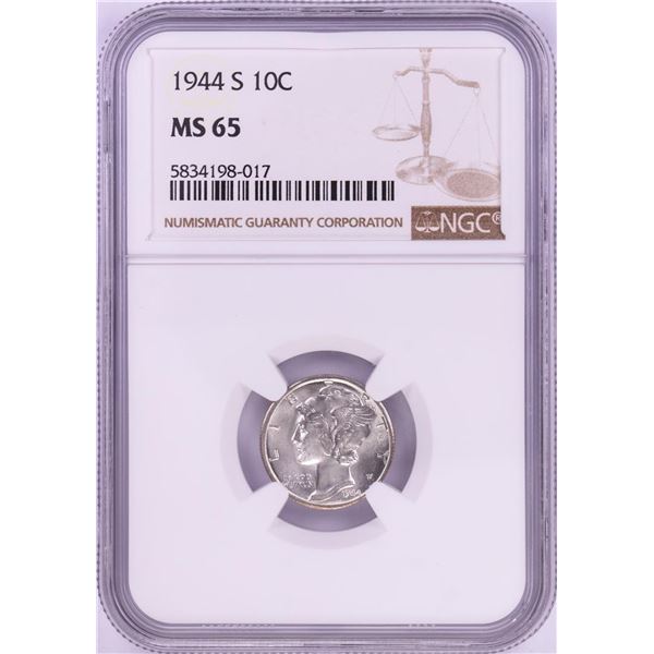 1944-S Mercury Dime Coin NGC MS65