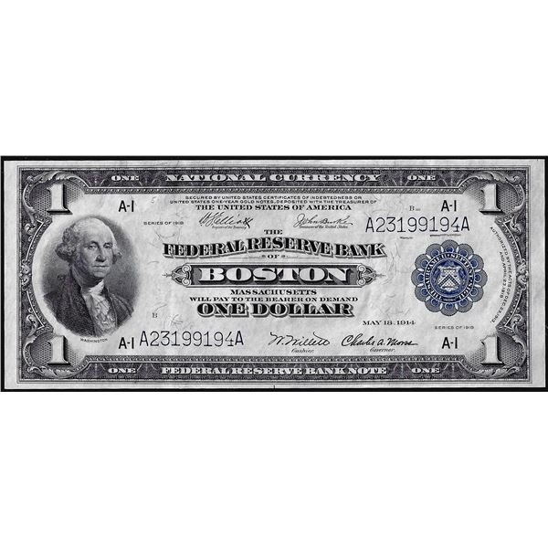 1918 $1 Federal Reserve Bank Note Boston