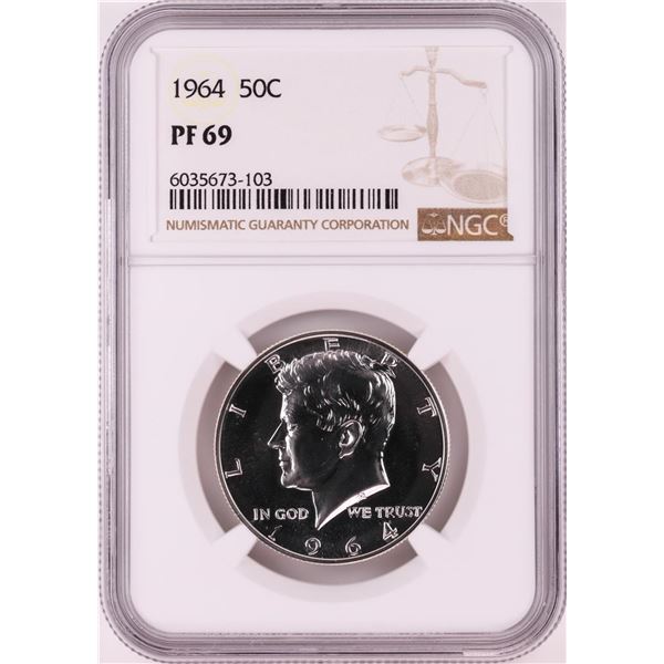 1964 Proof Kennedy Half Dollar Coin NGC PF69