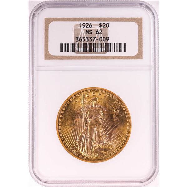 1926 $20 St. Gaudens Double Eagle Gold Coin NGC MS62