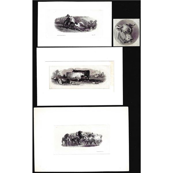 Lot of (4) 1800's Vignette from Original Proof Plates