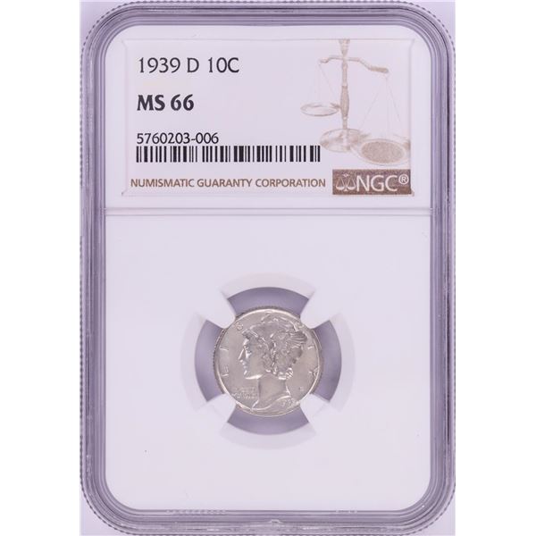 1939-D Mercury Dime Coin NGC MS66