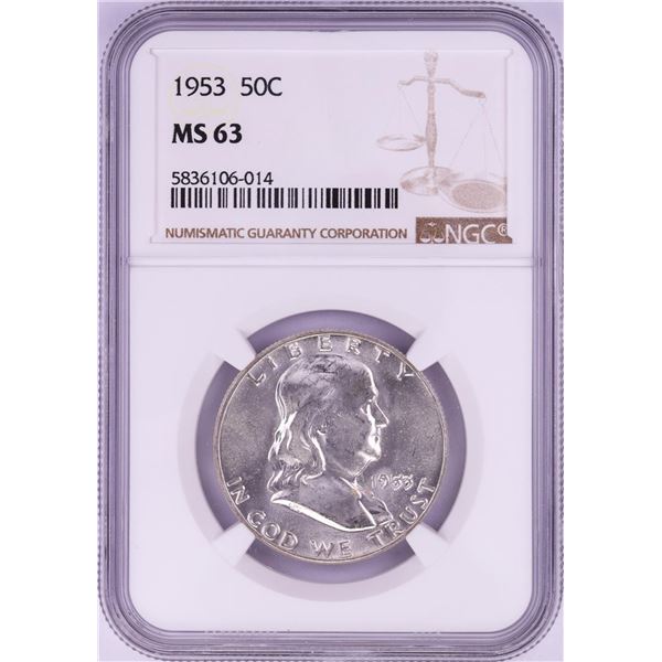 1953 Franklin Half Dollar Coin NGC MS63