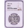 Image 1 : 1953 Franklin Half Dollar Coin NGC MS63