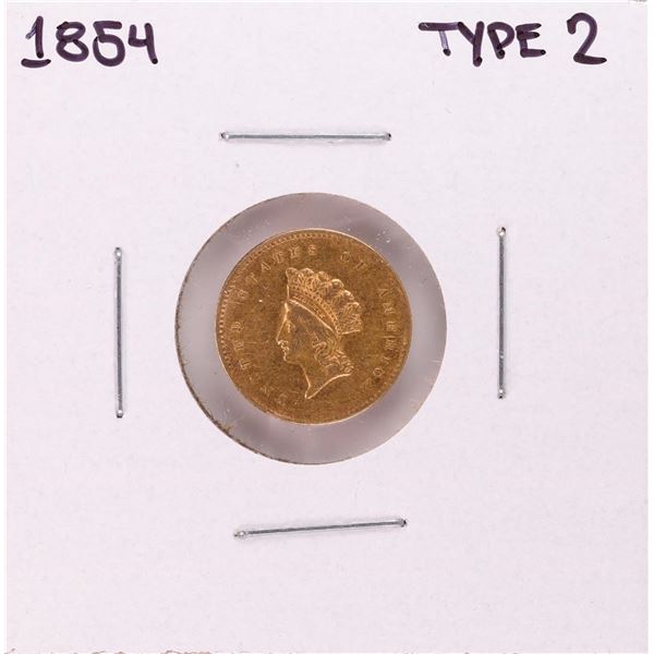 1854 Type 2 $1 Indian Princess Head Gold Dollar Coin