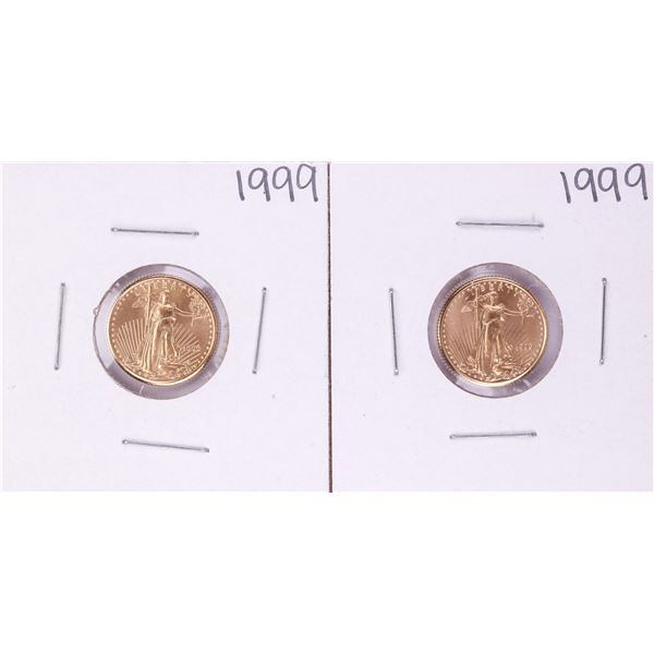 Lot of (2) 1999 $5 American Gold Eagle Coins