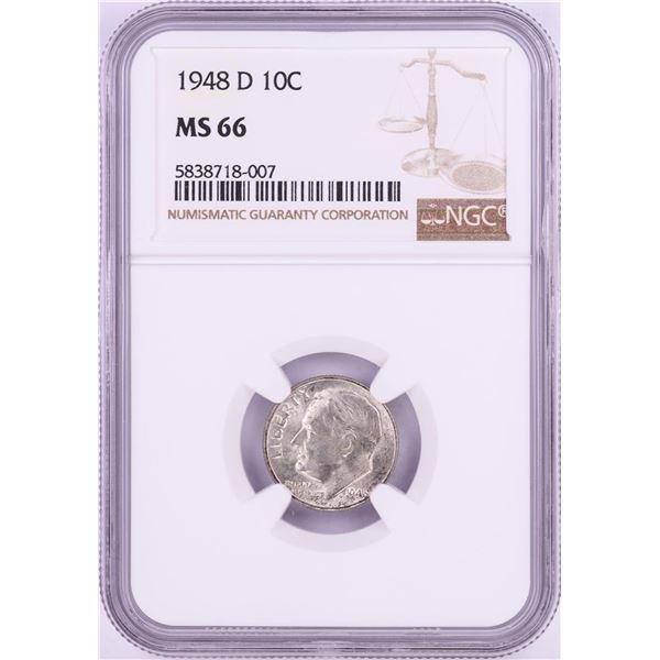 1948-D Roosevelt Dime Coin NGC MS66