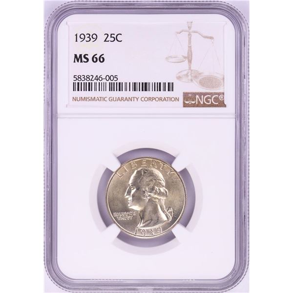 1939 Washington Quarter Coin NGC MS66