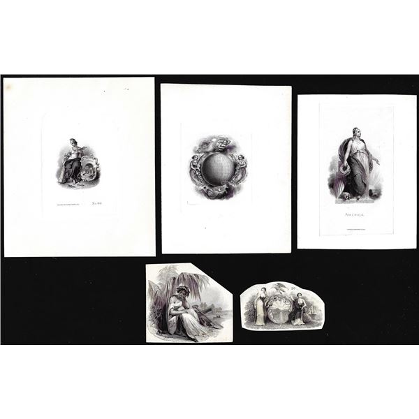 Lot of (5) 1800's Vignette from Original Proof Plates