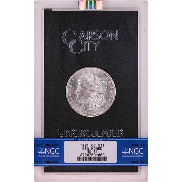 1891-CC $1 Morgan Silver Dollar Coin GSA Hoard Uncirculated NGC MS61