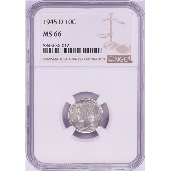 1945-D Mercury Dime Coin NGC MS66
