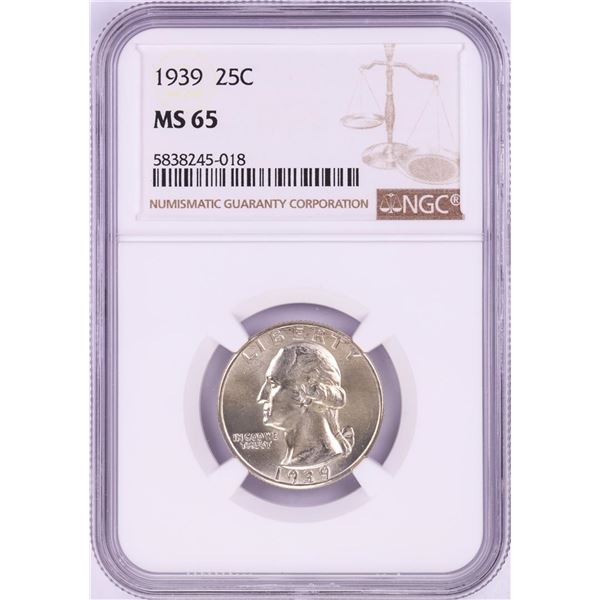 1939 Washington Quarter Coin NGC MS65