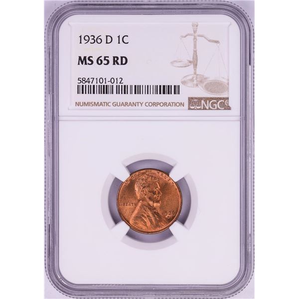 1936-D Lincoln Wheat Cent Coin NGC MS65RD
