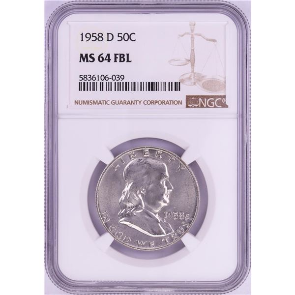 1958-D Franklin Half Dollar Coin NGC MS64FBL