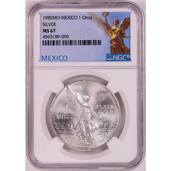 1985Mo Mexico 1 Onza Libertad Silver Coin NGC MS67