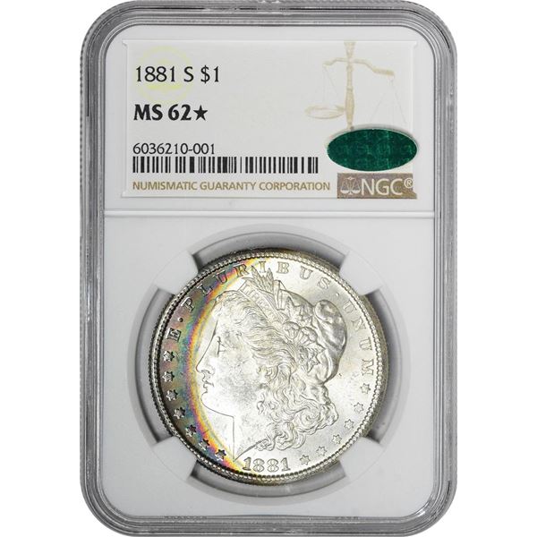 1881-S $1 Morgan Silver Dollar Coin NGC MS62* Star CAC