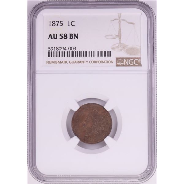 1875 Indian Head Cent Coin NGC AU58BN