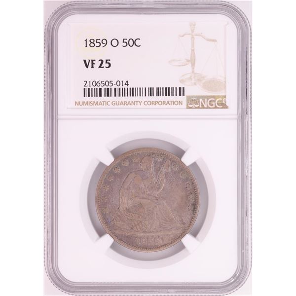 1859-O Seated Liberty Half Dollar Coin NGC VF25