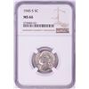 Image 1 : 1945-S Jefferson Wartime Silver Nickel Coin NGC MS66