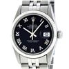 Rolex Men's Stainless Steel Black Roman Datejust 36MM Wristwatch Datejust