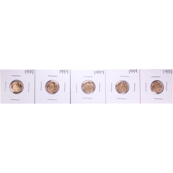 Lot of (5) 1999 $5 American Gold Eagle Coins