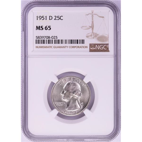 1951-D Washington Quarter Coin NGC MS65