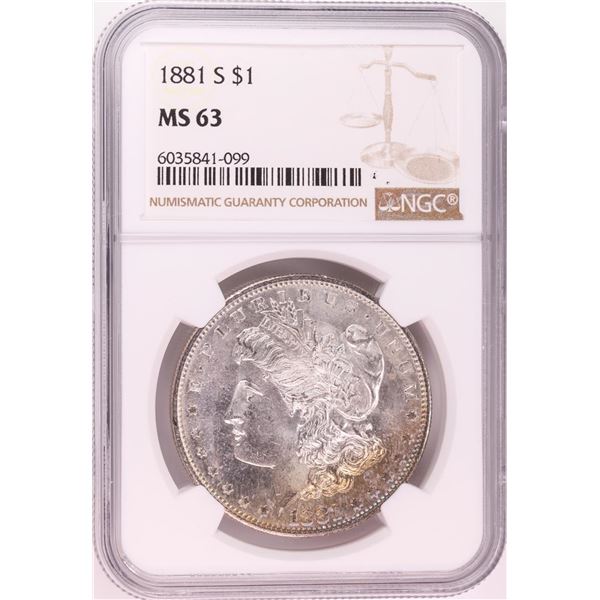 1881-S $1 Morgan Silver Dollar Coin NGC MS63 Nice Toning