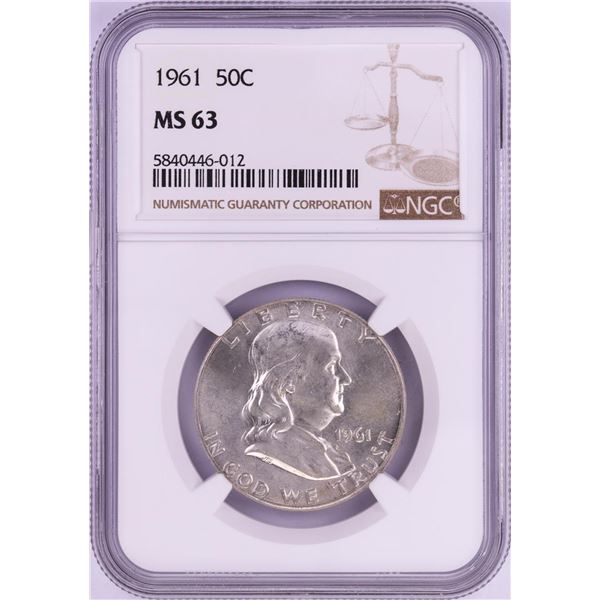 1961 Franklin Half Dollar Coin NGC MS63