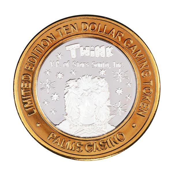 .999 Silver Palms Casino Las Vegas Nevada $10 Limited Edition Gaming Token