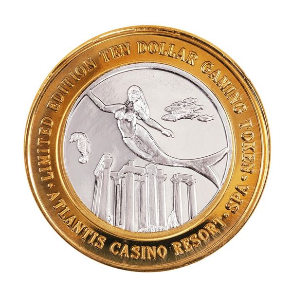 .999 Silver Atlantis Casino Resort Reno, NV $10 Casino Limited Edition Gaming Token