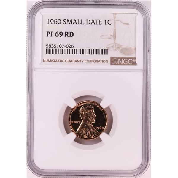 1960 Small Date Proof Lincoln Memorial Cent Coin NGC PF69RD