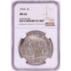 Image 1 : 1934 $1 Peace Silver Dollar Coin NGC MS62