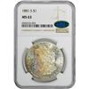 Image 2 : 1881-S $1 Morgan Silver Dollar Coin NGC MS63 CAC Amazing Toning