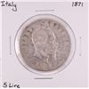 Image 1 : 1871 Italy 5 Lire Silver Coin