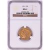 Image 1 : 1911 $5 Indian Head Half Eagle Gold Coin NGC MS61