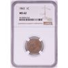 Image 1 : 1862 Indian Head Cent Coin NGC MS62