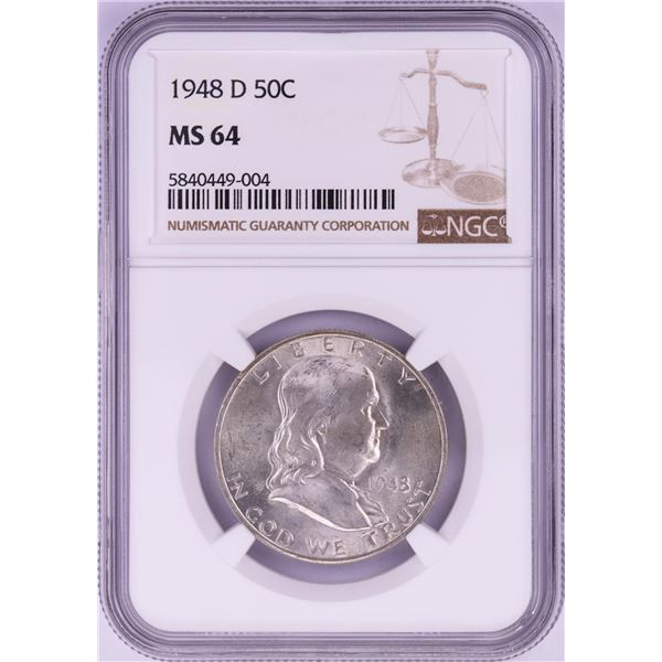 1948-D Franklin Half Dollar Coin NGC MS64